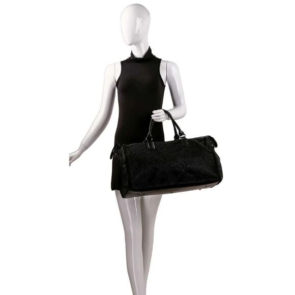 Gorgeous Duffle Bag Black Studded Bling Travel Gym - Picture 9 of 12